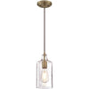 Westinghouse 6371400 One Light Mini Pendant, Antique Brass Finish, Clear Textured Glass