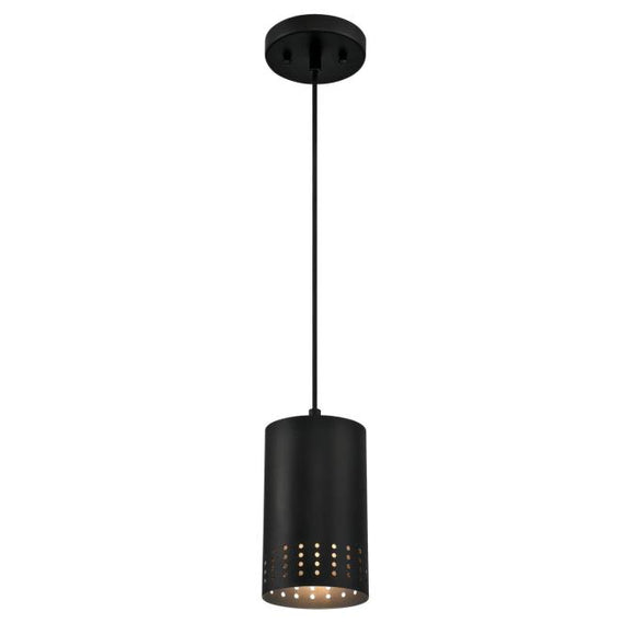 Westinghouse 6356600 One Light Mini Pendant, Matte Black Finish, Perforated Metal Shade