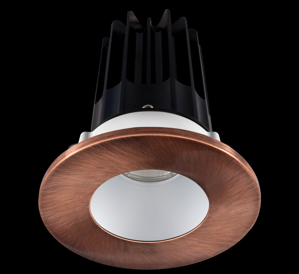 Lotus LED 2 Inch Round Recessed LED 15 Watt High Output Designer Series - 3000 Kelvin - 24 Degree Beam Spread - Alzak Reflector - Trim Copper