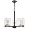 Satco 60/7655 Crossroads - 3 Light Chandelier - Matte Black with Clear Glass