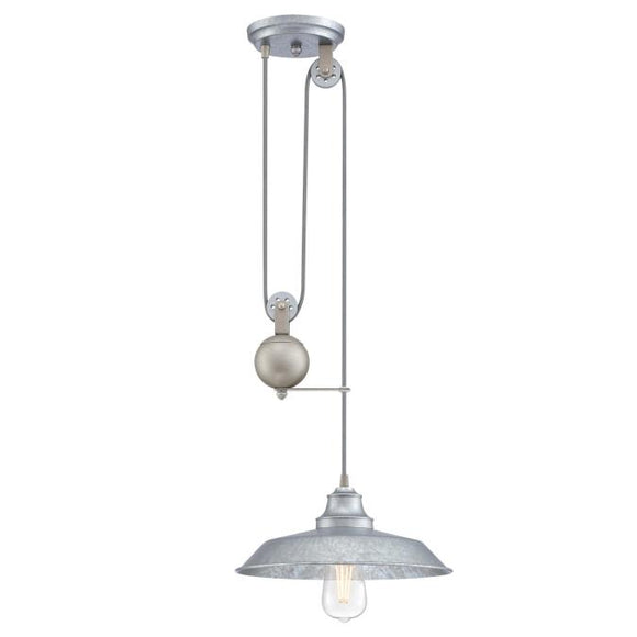 Westinghouse 6117000 Iron Hill Pulley Pendant, Galvanized Steel Finish