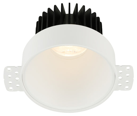 4 inch Round Deep Regressed LED Downlight - High Output - 18 Watt - 4000 Kelvin - 30 Degree Beam Angle - 1650 Lumen - Trimless Round White Reflector - Invisible Trim - Type IC Air-Tight Wet Plenum- Energy Star -CRI 90+