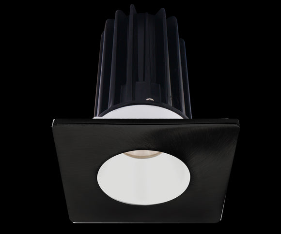 2 Inch Recessed LED Downlight - 8 Watt - 3000 Kelvin - 600 Lumen - White Reflector - Square Black Trim - 24 Degree Beam Angle - Type IC Damp - Air-Tight - Energy Star - T24 - CRI 90+