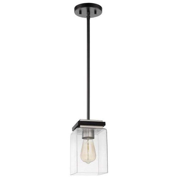 Satco 60/7650 Crossroads - 1 Light Mini Pendant - Matte Black with Clear Glass