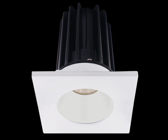 2 Inch Recessed LED Downlight - 8 Watt - 2700 Kelvin - 580 Lumen - White Reflector - Square White Trim - 38 Degree Beam Angle - Type IC Damp - Air-Tight - Energy Star - T24 - CRI 90+