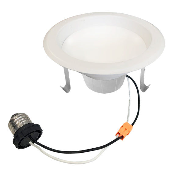 Bulbrite 773109 4 Inch 12 Watt LED Downlight - Retrofit w/E26 Quick Connect - 3000K - 120V - White Round - Smooth Trim - Regressed