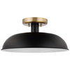 Satco 60/7491 Colony - 1 Light - Small Semi-Flush Mount Fixture - Matte Black with Burnished Brass