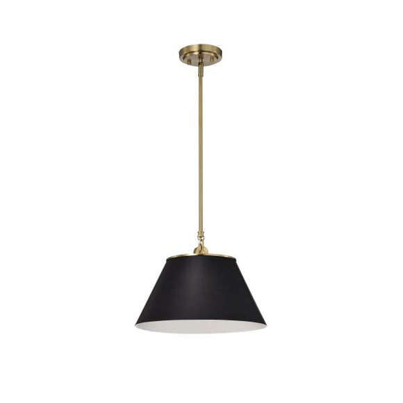 Satco 60/7411 Dover - 1 Light - Medium Pendant - Black with Vintage Brass