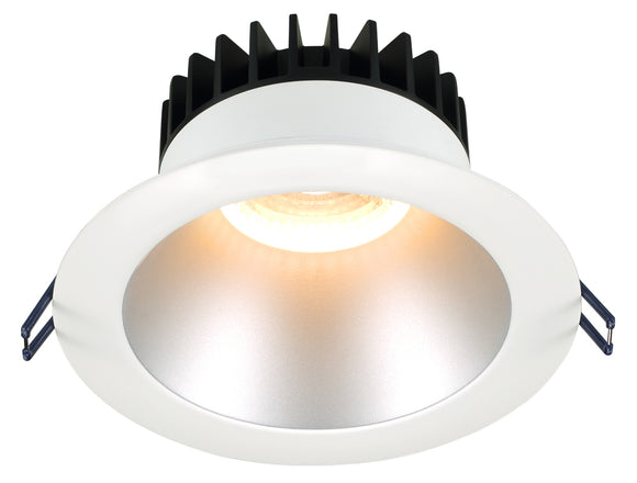 6 Inch Round Deep Regressed LED Downlight - High Output -30 Watt - Silver Reflector - White Trim - 3000 Kelvin - 38 Degree Beam Spread - 2700 Lumen - Type IC Air-Tight Wet Plenum ES CRI 90+