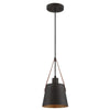 Westinghouse 6125300 Pasco Mini Pendant, Black-Bronze Finish with Leather Strap