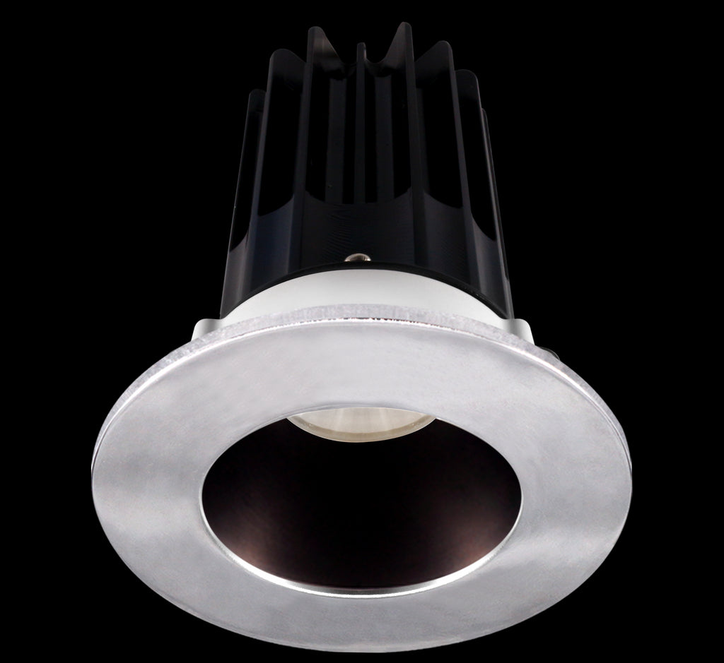 Lotus LED 2 Inch Round Recessed LED 15 Watt High Output Designer Series - 3000 Kelvin - 24 Degree Beam Spread - Bronze Reflector - Trim Chrome