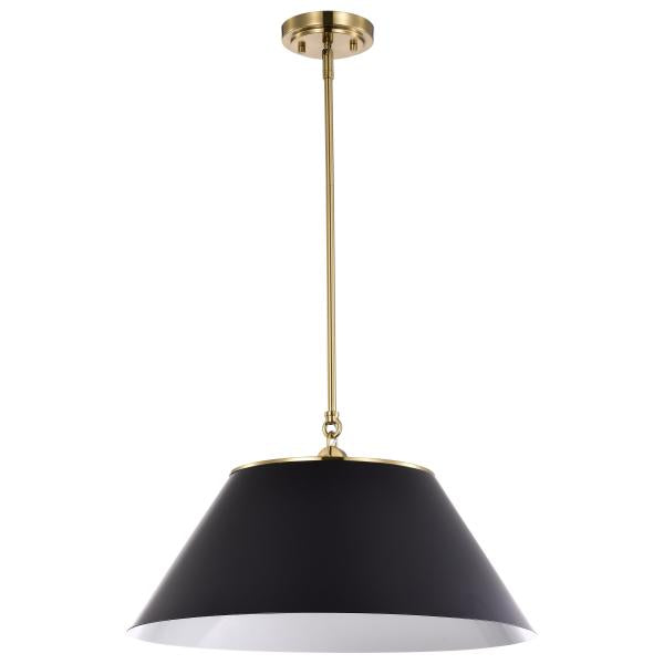 Satco 60/7414 Dover - 3 Light - Large Pendant - Black with Vintage Brass