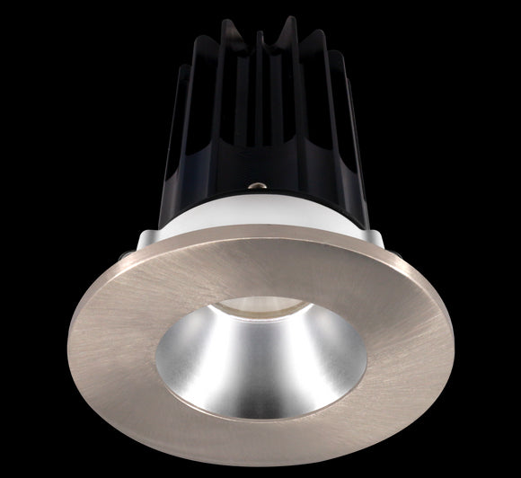 2 Inch Recessed LED Downlight - 8 Watt - 3000 Kelvin - 600 Lumen - Alzak Reflector - Round Brushed Nickel Trim - 38 Degree Beam Angle - Type IC Damp - Air-Tight - Energy Star - T24 - CRI 90+