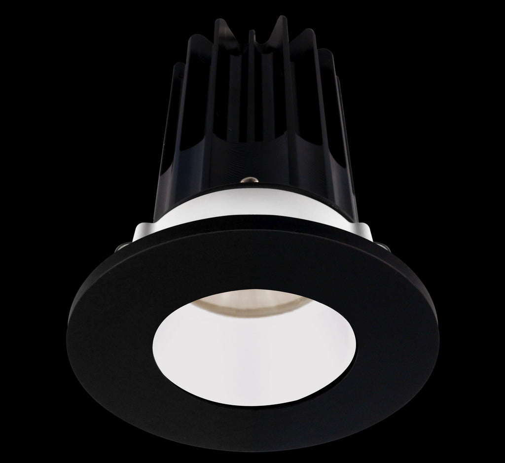 Lotus LED 2 Inch Round Recessed LED 15 Watt High Output Designer Series - 2700 Kelvin - 24 Degree Beam Spread - White Reflector - Trim Black