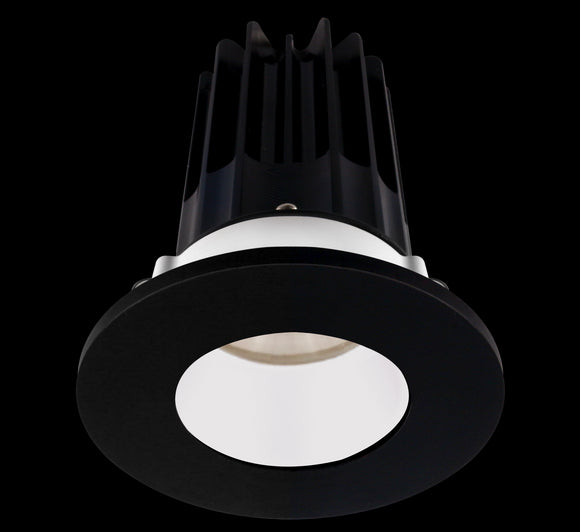 Lotus LED 2 Inch Round Recessed LED 15 Watt High Output Designer Series - 2700 Kelvin - 24 Degree Beam Spread - White Reflector - Trim Black