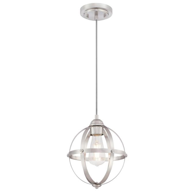 Westinghouse 6362000 One Light Mini Pendant, Brushed Nickel Finish