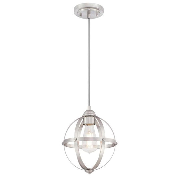 Westinghouse 6362000 One Light Mini Pendant, Brushed Nickel Finish