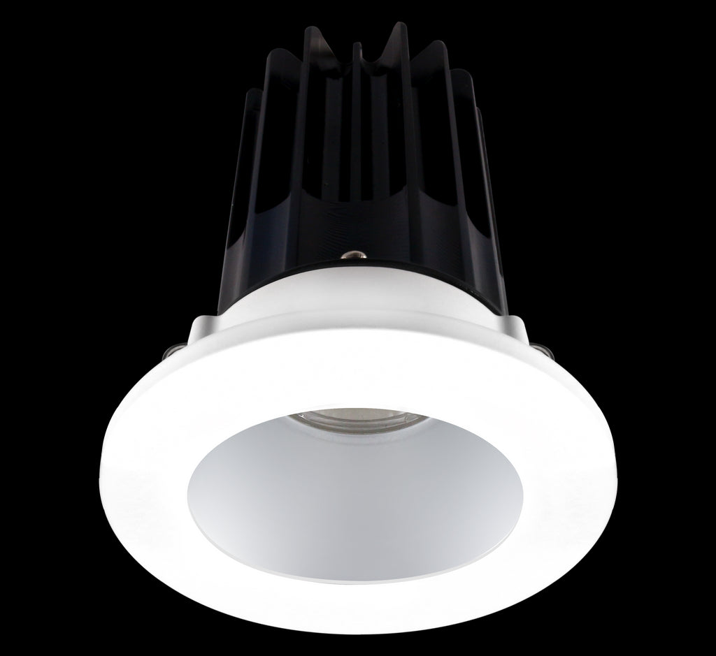 Lotus LED 2 Inch Round Recessed LED 15 Watt High Output Designer Series - 3000 Kelvin - 24 Degree Beam Spread - Alzak Reflector - Trim White