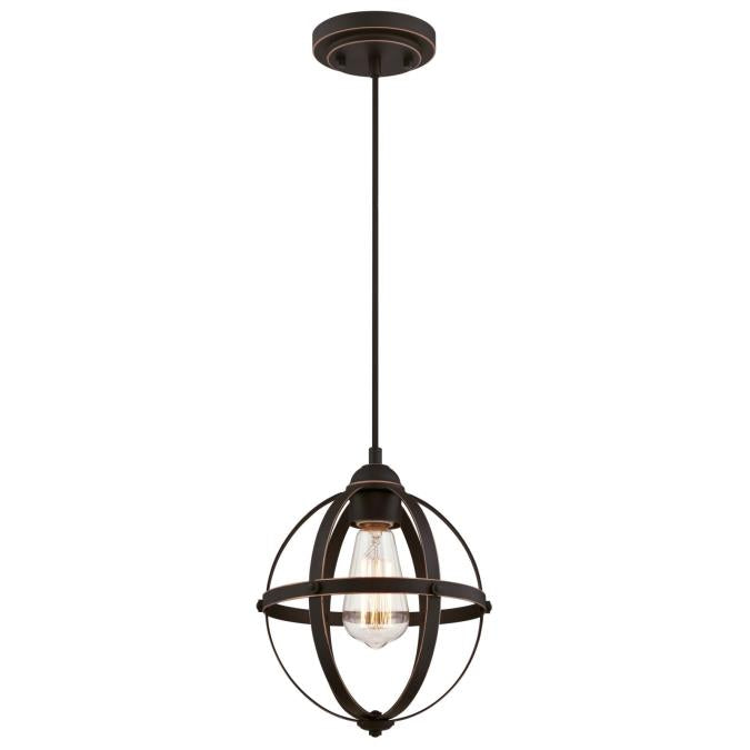 Westinghouse 6361900 One Light Mini Pendant, Oil Rubbed Bronze Finish with Highlights