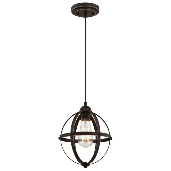 Westinghouse 6361900 One Light Mini Pendant, Oil Rubbed Bronze Finish with Highlights