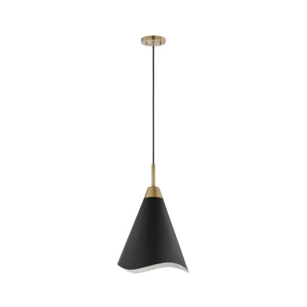 Satco 60/7476 Tango - 1 Light - Large Pendant - Matte Black with Burnished Brass