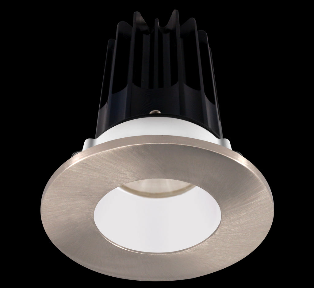 Lotus LED 2 Inch Round Recessed LED 15 Watt High Output Designer Series - 4000 Kelvin - 24 Degree Beam Spread - White Reflector - Trim Brushed Nickel