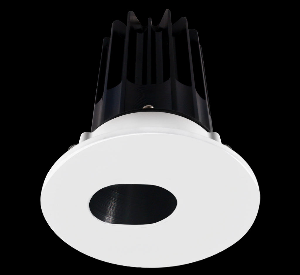 Lotus LED 2 Inch Round Recessed LED 15 Watt High Output Designer Series - 2700 Kelvin - 24 Degree Beam Spread - Black Reflector - Slot Aperture Trim