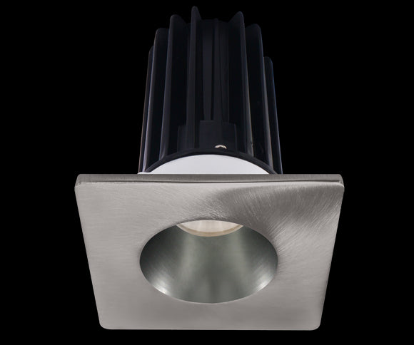 2 Inch Recessed LED Downlight - 8 Watt - 2700 Kelvin - 580 Lumen - Chrome Reflector - Square Brushed Nickel Trim - 38 Degree Beam Angle - Type IC Damp - Air-Tight - Energy Star - T24 - CRI 90+