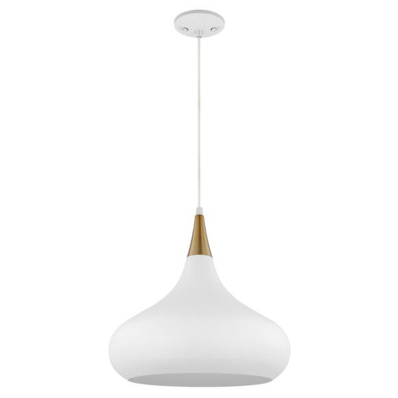 Satco 60/7515 Phoenix - 1 Light - Medium Pendant - Matte White with Burnished Brass