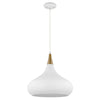 Satco 60/7515 Phoenix - 1 Light - Medium Pendant - Matte White with Burnished Brass