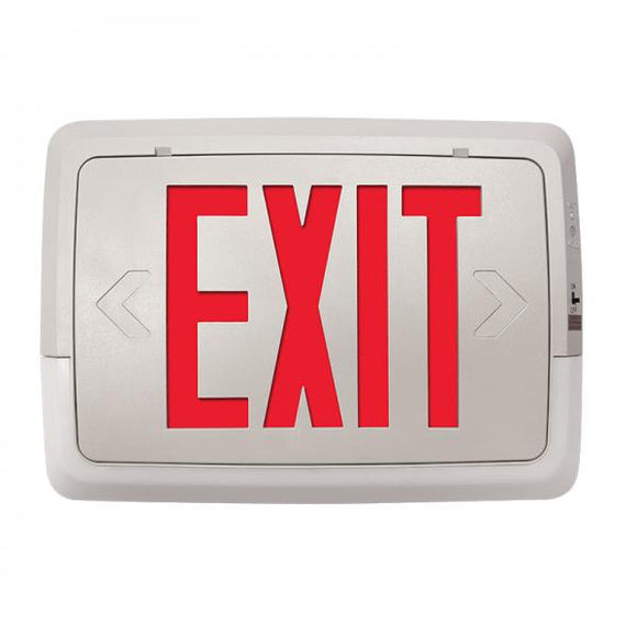 Exitronix LOBO-R-WH - LED Thermoplastic Combination Exit Sign/Emergency Unit - Low-Level Wall Mount - NiCad - Red Letters - White Finish