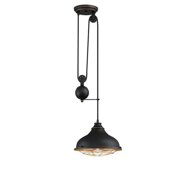 Westinghouse 6124900 Chaves Pulley Pendant, Black-Bronze Finish with Highlights