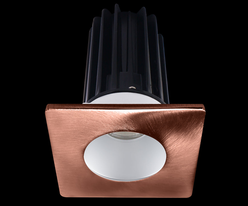 Lotus LED-2-S15W-3018K-2RRAK-2STCP 2 Inch Square Recessed LED Downlight Designer Series 15 Watt - High Output - 3000-1800 Kelvin - Dim to Warm - Alzak Reflector - Copper Trim