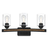 Westinghouse 6128700 Broomall 3 Light Wall Fixture, Matte Black Finish with Barnwood Accents