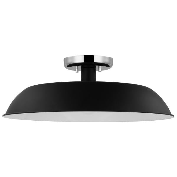 Satco 60/7495 Colony - 1 Light - Medium Semi-Flush Mount Fixture - Matte Black with Polished Nickel