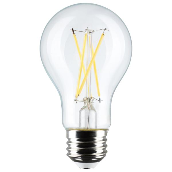 Satco S12464 - Filament 8 Watt A19 LED - Clear - 4000K - Medium Base - 120 Volt - 4-Pack