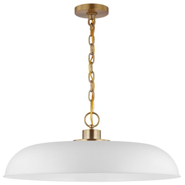 Satco 60/7486 Colony - 1 Light - Large Pendant - Matte White with Burnished Brass