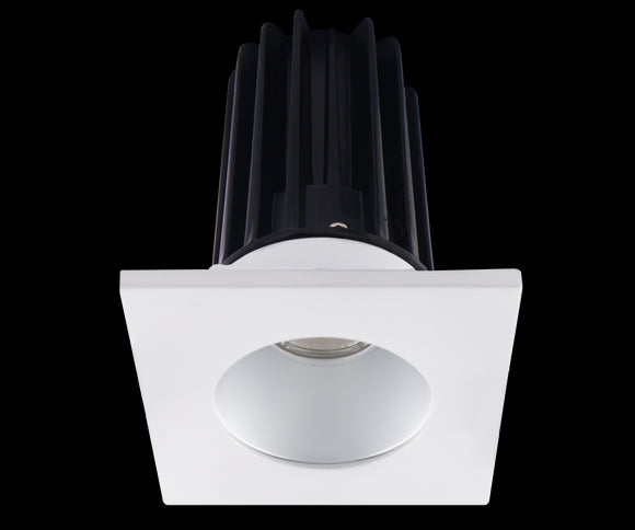 2 Inch Recessed LED Downlight - 8 Watt - 3000 Kelvin - 600 Lumen - Alzak Reflector - Square White Trim - 38 Degree Beam Angle - Type IC Damp - Air-Tight - Energy Star - T24 - CRI 90+