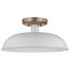 Satco 60/7490 Colony - 1 Light - Small Semi-Flush Mount Fixture - Matte White with Burnished Brass