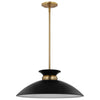 Satco 60/7461 Perkins - 1 Light - Medium Pendant - Matte Black with Burnished Brass