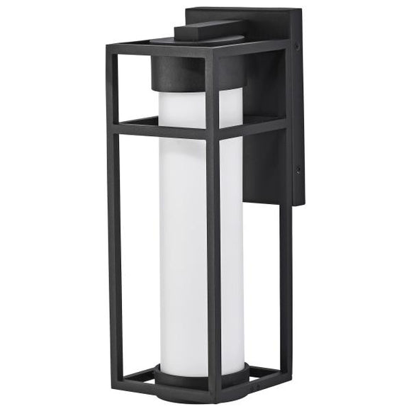 Satco 62/1611 Ledges - 6W LED - Medium Wall Lantern - Matte Black with White Opal Glass