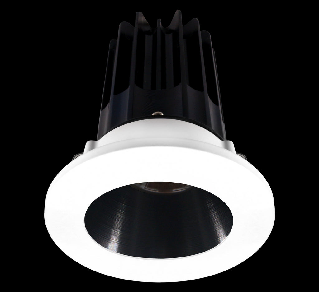 Lotus LED-2-S15W-3018K-2RRBK-2RTWH 2 Inch Round Recessed LED Downlight Designer Series 15 Watt - High Output - 3000-1800 Kelvin - Dim to Warm - Black Reflector - White Trim