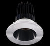 Lotus LED 2 Inch Round Recessed LED 15 Watt High Output Designer Series - 3000 Kelvin - 24 Degree Beam Spread - Black Reflector - Trim Chrome