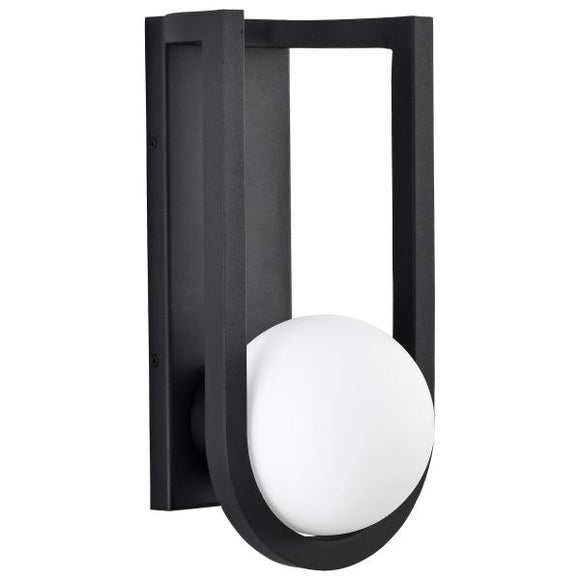 Satco 62/1620 Cradle - 6W LED - Large Wall Lantern - Matte Black with White Opal Glass