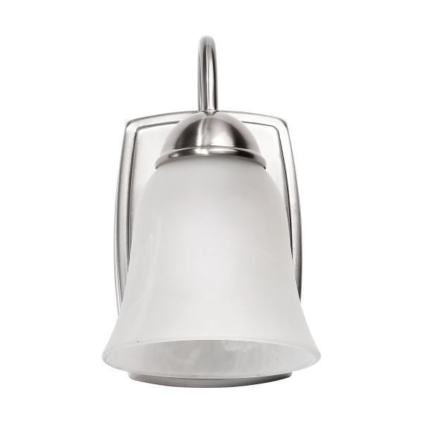 Satco 62/1567 8 Watt - LED 1 Light Vanity Fixture - 3000K - Brushed Nickel with Alabaster Glass