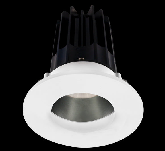 2 Inch Recessed LED Downlight - 8 Watt - 4000 Kelvin - 620 Lumen - Chrome Reflector - Round Wall Wash Trim - 24 Degree Beam Angle - Type IC Damp - Air-Tight - Energy Star - T24 - CRI 90+