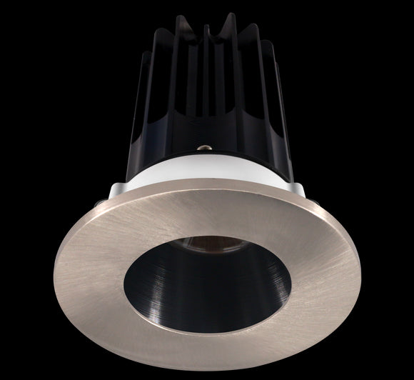 2 Inch Recessed LED Downlight - 8 Watt - 2700 Kelvin - 580 Lumen - Black Reflector - Round Brushed Nickel Trim - 38 Degree Beam Angle - Type IC Damp - Air-Tight - Energy Star - T24 - CRI 90+