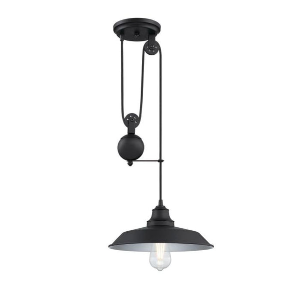 Westinghouse 6129300 Iron Hill Pulley Pendant, Matte Black Finish