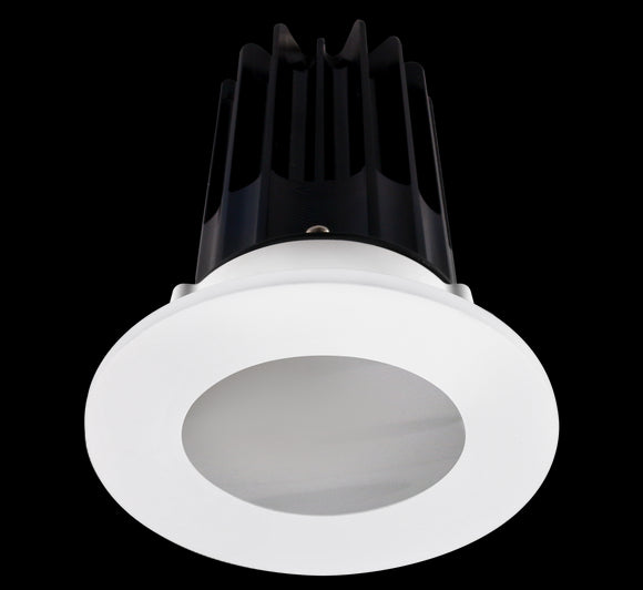 Lotus LED 2 Inch Round Recessed LED 15 Watt High Output Designer Series - 4000 Kelvin - 24 Degree Beam Spread - Black Reflector - Shower Trim