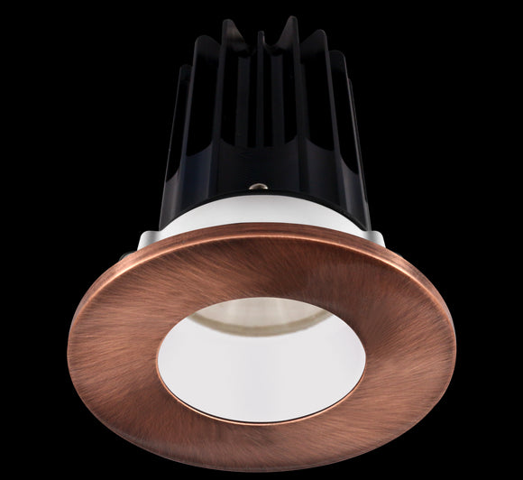 2 Inch Recessed LED Downlight - 8 Watt - 4000 Kelvin - 620 Lumen - White Reflector - Round Copper Trim - 24 Degree Beam Angle - Type IC Damp - Air-Tight - Energy Star - T24 - CRI 90+